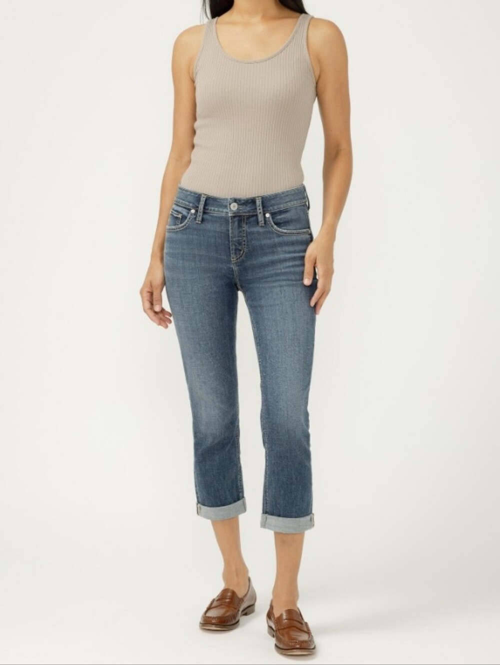 🆕️👖 SILVER JEANS CO eEyse Capri Jean, Indigo, SZ 32" W x 23.5" L